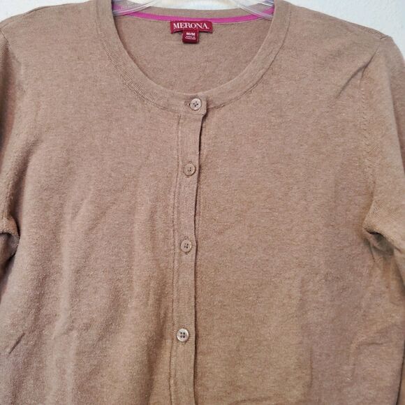 Merona Cardigan Size Medium Button Up Sweater Tan Color - Picture 6 of 12